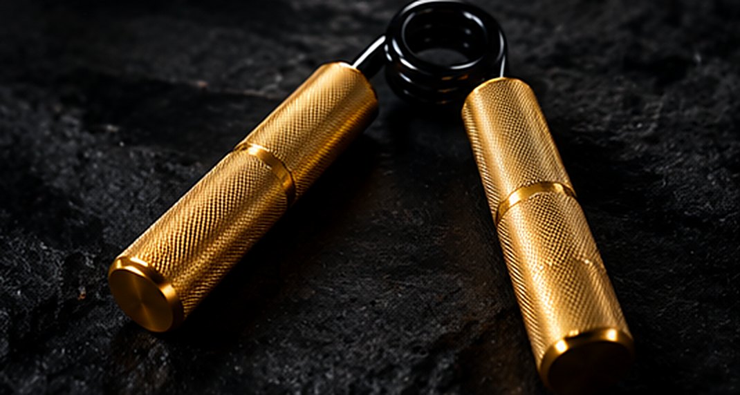 Grip Trainer or sur pierre sombre